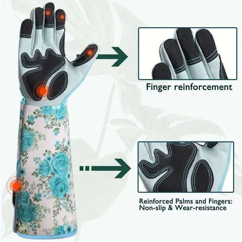 Cowhide Thorn Proof Gardening Gloves, Protective Work Gloves for Rose Pruning, Zanthoxylum & Chestnut Picking