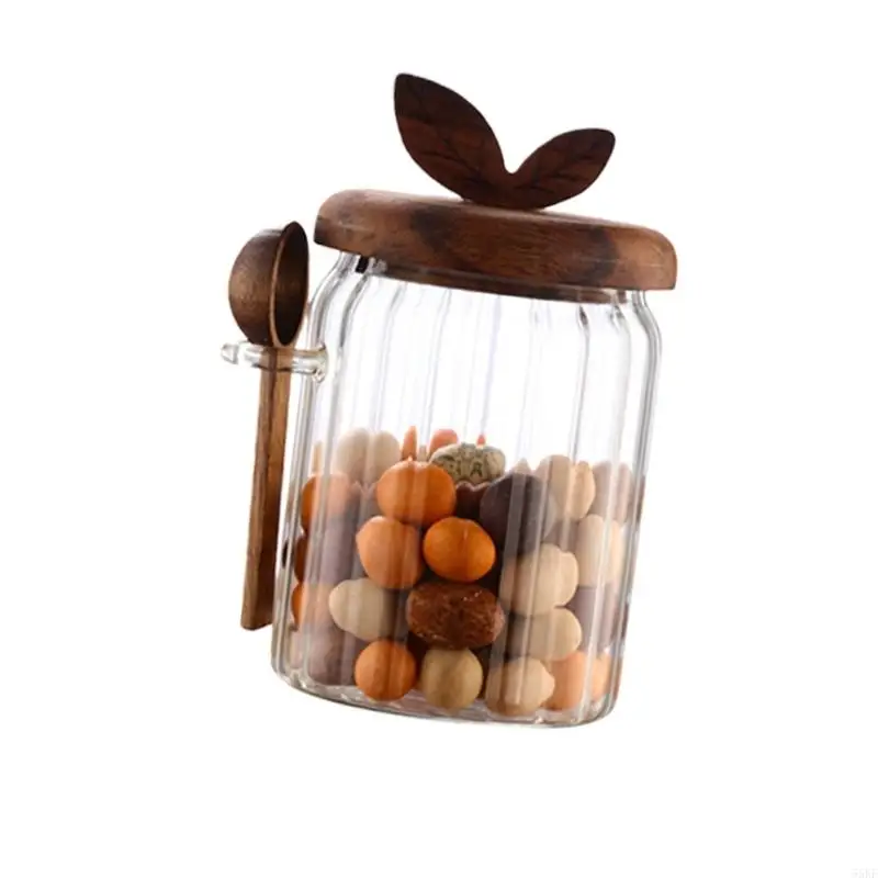 Multifunctional Glass Storage Jar Including Spoon High Borosilicate Glass Sealed Seal for Kitchen Pantries Home Office Use 55KF
