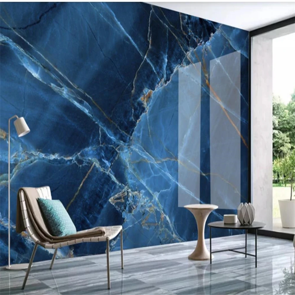 

European Style Luxury 3D blue marble wallpapers Mural Wallpaper Living Room TV Sofa Background Wall Covering Decor