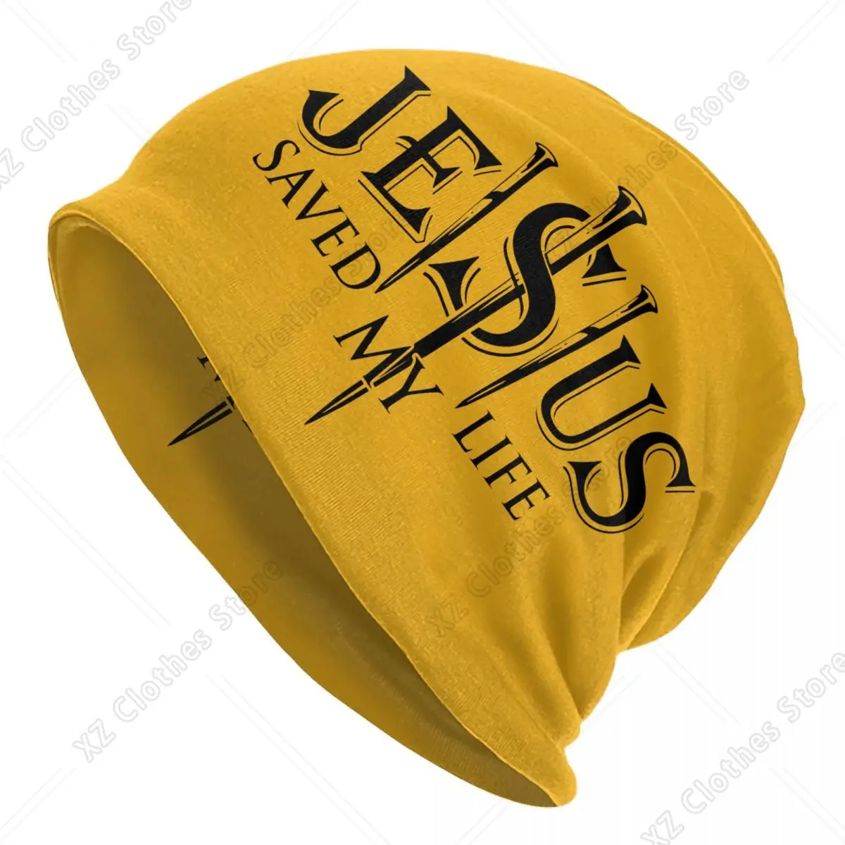 Custom Jesus Saved My Life Bonnet Hats Cool Knitted Hat  Winter Warm Christ Religion Christian Faith Skullies Beanies Caps