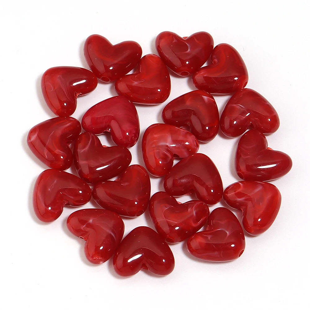 20 Stück 14 x 12 mm zweifarbige Acryl-Herzperlen, lose Herzperlen für die Schmuckherstellung, DIY-Armbänder, Halsketten, Schlüsselanhänger, Zubehör – Detail 19