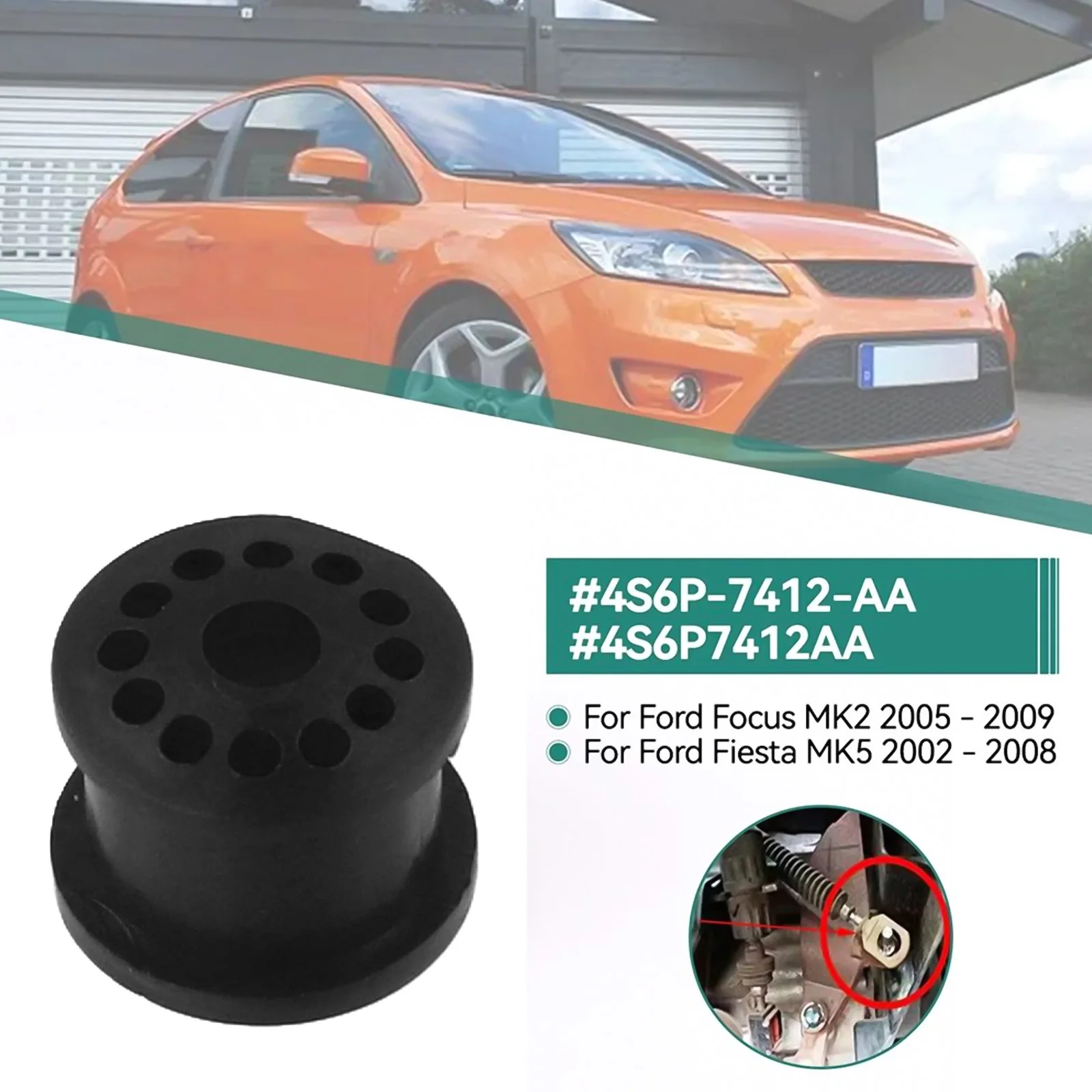 

4S6P7412AA Shift Cable Bushing Compatible with For Ford For Fiesta 2002 2008 For Focus For Fusion Transmission Parts