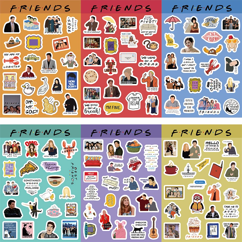 

8/16Sheets Friends TV Show Sticker Graffiti DIY Scrapbook Guitar Refrigerator Car Laptop Phone Waterproof DecalSticker Kids Gift