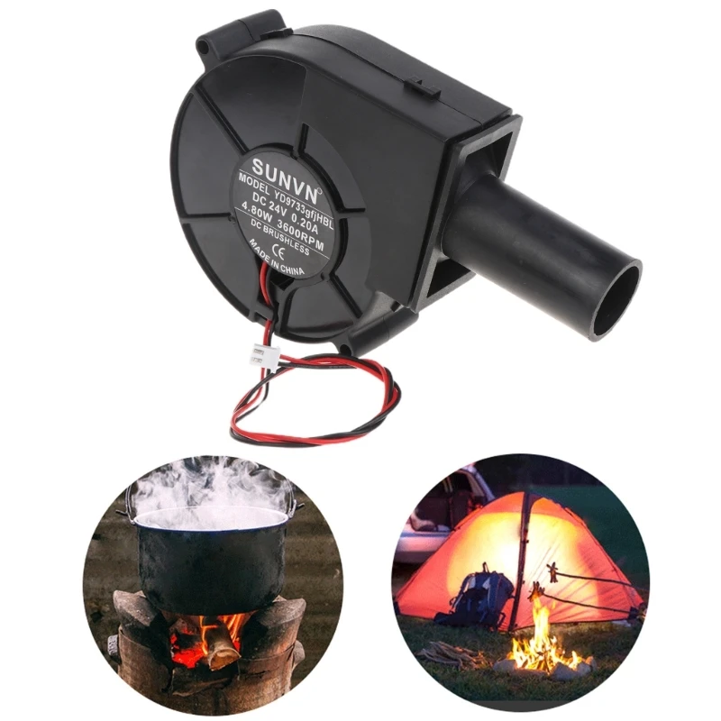 2Pin 9733 BBQ Blower Fan 5V 12V 24V Charcoal Starter Cooking Grill Fans for Barbecue Picnic Camping Fire Stove with Air Tube