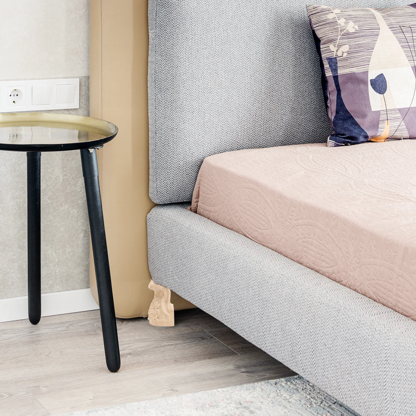 

4Pcs Carved Rubber Wood Cabinet Legs Premium Furniture Support Feet for Sofa Coffee Table Cabinet Decorative Wooden Table