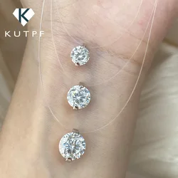 0.5/1/2carat Solitaire Moissanite Diamond Pendant NecklaceCertified Certificate Invisible Fishing Line Necklaces for Women