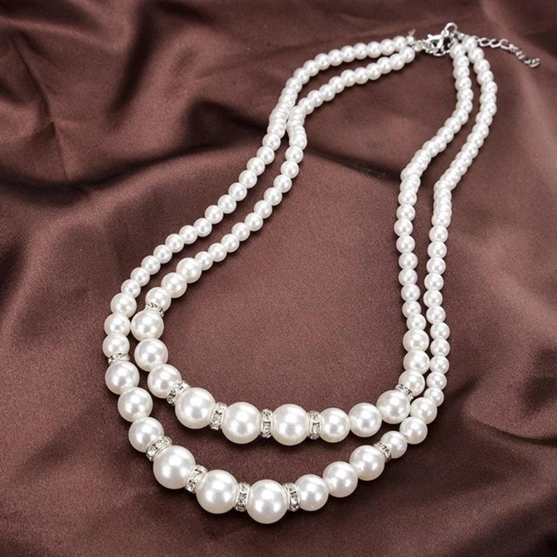 Beads Necklace Pearls Beads Choker Pearls Material for Woman Girls Teens