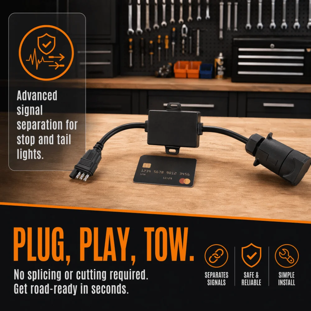 Dust Shield Black Trailer Wiring Adapter Plastic 4 Pin to 7 Pin Light Line Converter Plug Connector Light Circuit Fix