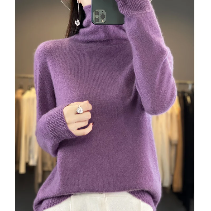 

Fall/Winter new Cashmere sweater for women 100% Merino wool fashion turtleneck Autumn thermal pullover top