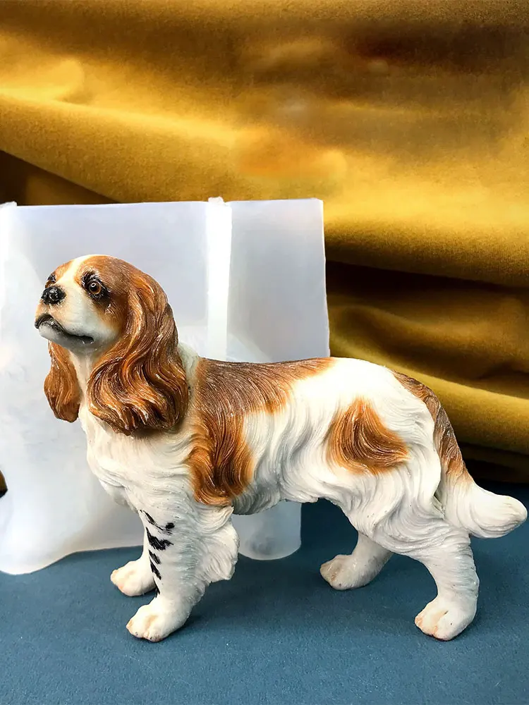 King Charles Spaniel Mold Pet Dog Epoxy Resin Silicone Mold 3D Animal Cavalier King Charles Spaniel Plaster Mold