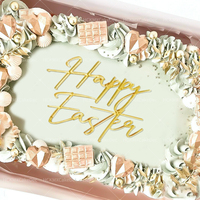 3pcs Golden Acrylic Happy Easter Cake Topper for Easter Party DIY Cake Dessert Baking Decoration Supplies