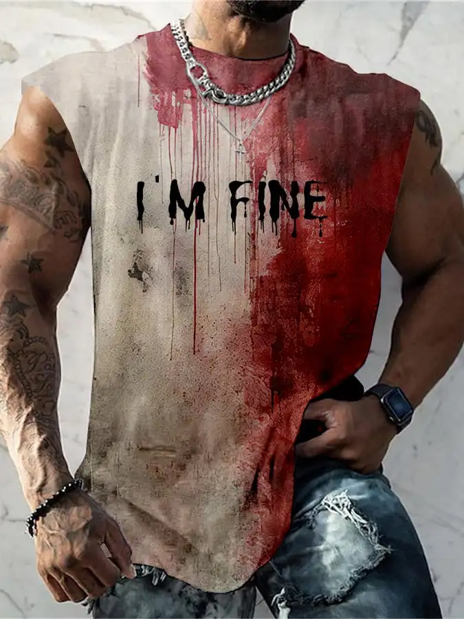 Men's Bloody Problem Solved Halloween Print Vest