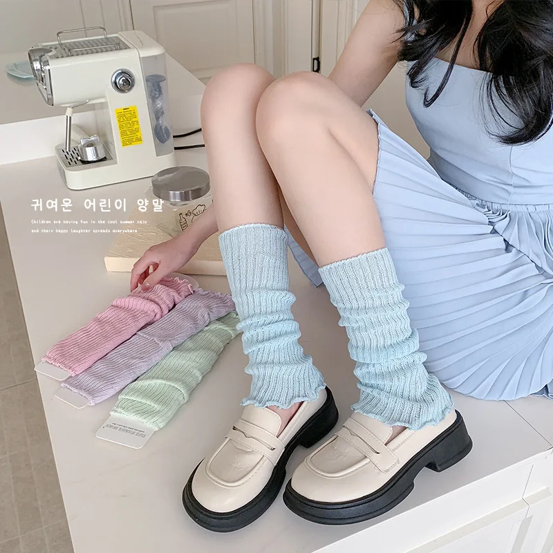 Women's Spring and Summer Thin Sock, Dopamine Colored Trendy Brand Lace Middle Leg Cover, Leg Beauty and Leg Protection Sock