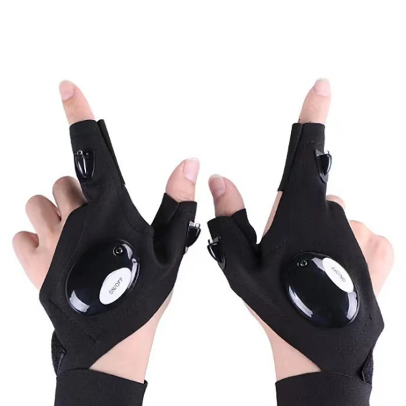 

LED Flashlight Luminous Running Gloves Waterproof Cycling Camping Hiking Rescue Glove Lamp Lighting Gloves Fingerless Gloves