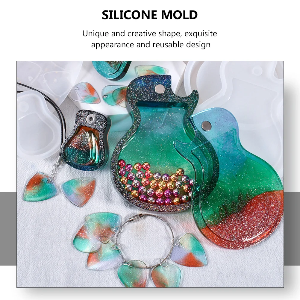 

1 комплект, силиконовая форма для хранения гитары, гибкая DIY ручная форма для ключей, подвеска, креативная проволочная форма для ключей ручной работы, форма для гитары