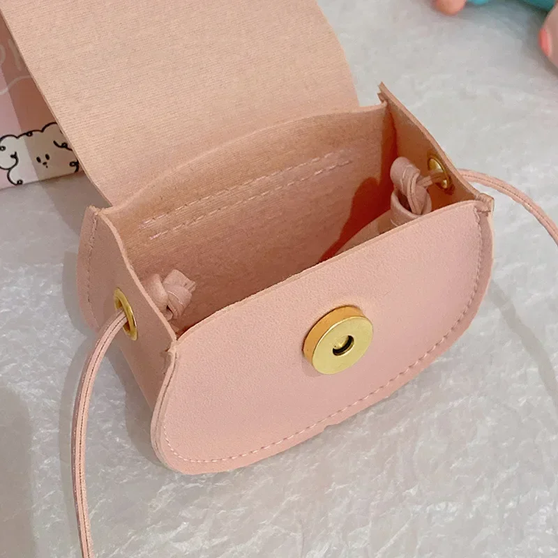 Kids Crossbody Bags Candy Color Sweet Buckle Shoulder Bag Girls Leather Small Handbag Bags Children Accessories