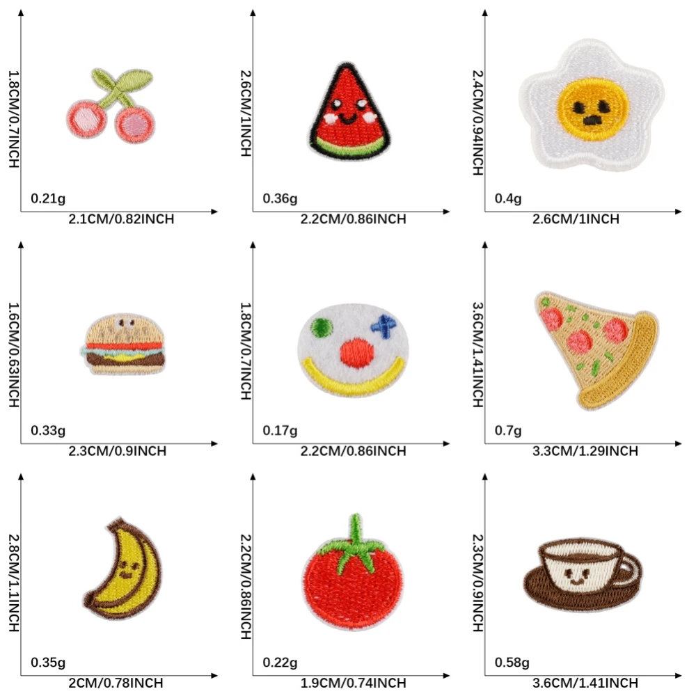 

Самоклеящиеся значки с компьютерной вышивкой, очаровательные милые нашивки в форме фруктов и еды для украшения одежды и аксессуаров «сделай сам»