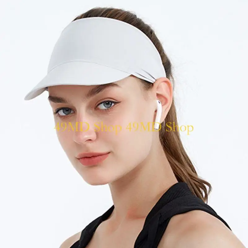 49MD Running Sports for Sun Visor Headband Striped UV for Protection Empty Top Baseba