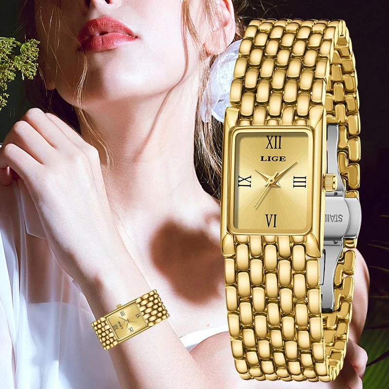 

LIGE 2026 women's quartz wrist watch Fashion Elegant Stainless Steel Luxury Ladies Clock Waterproof Watch for Women reloj hommes