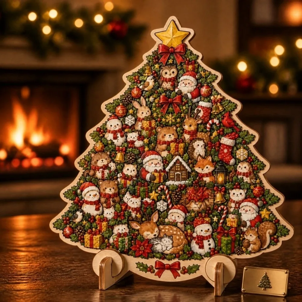 Creative Wooden Jigsaw Puzzle With Stand Animal Shape Unique Shape Puzzle Unique Shape Festive Shaped Christmas Puzzle
