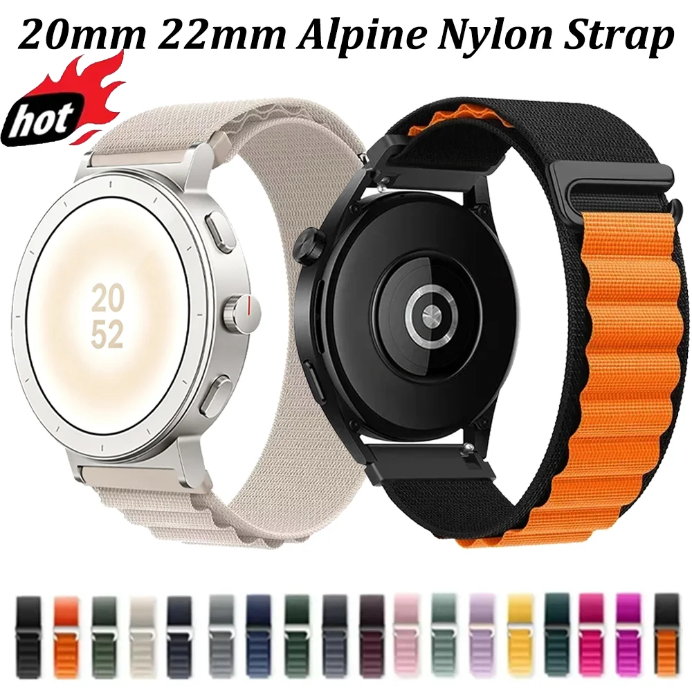 20mm 22mm Alpine Nylon Strap For Realme Watch 5S-5-S3-2 Pro Sports Bracelet Oneplus Watch Lite-4-3-2-2R/Xiaomi Watch 5/S5-4-3-2