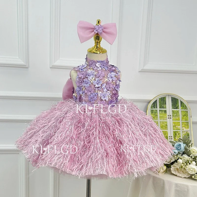 

KLFLGD Luxurious and elegant girls tutu skirt first birthday party dress ballet dress up dance party kids sequin dress