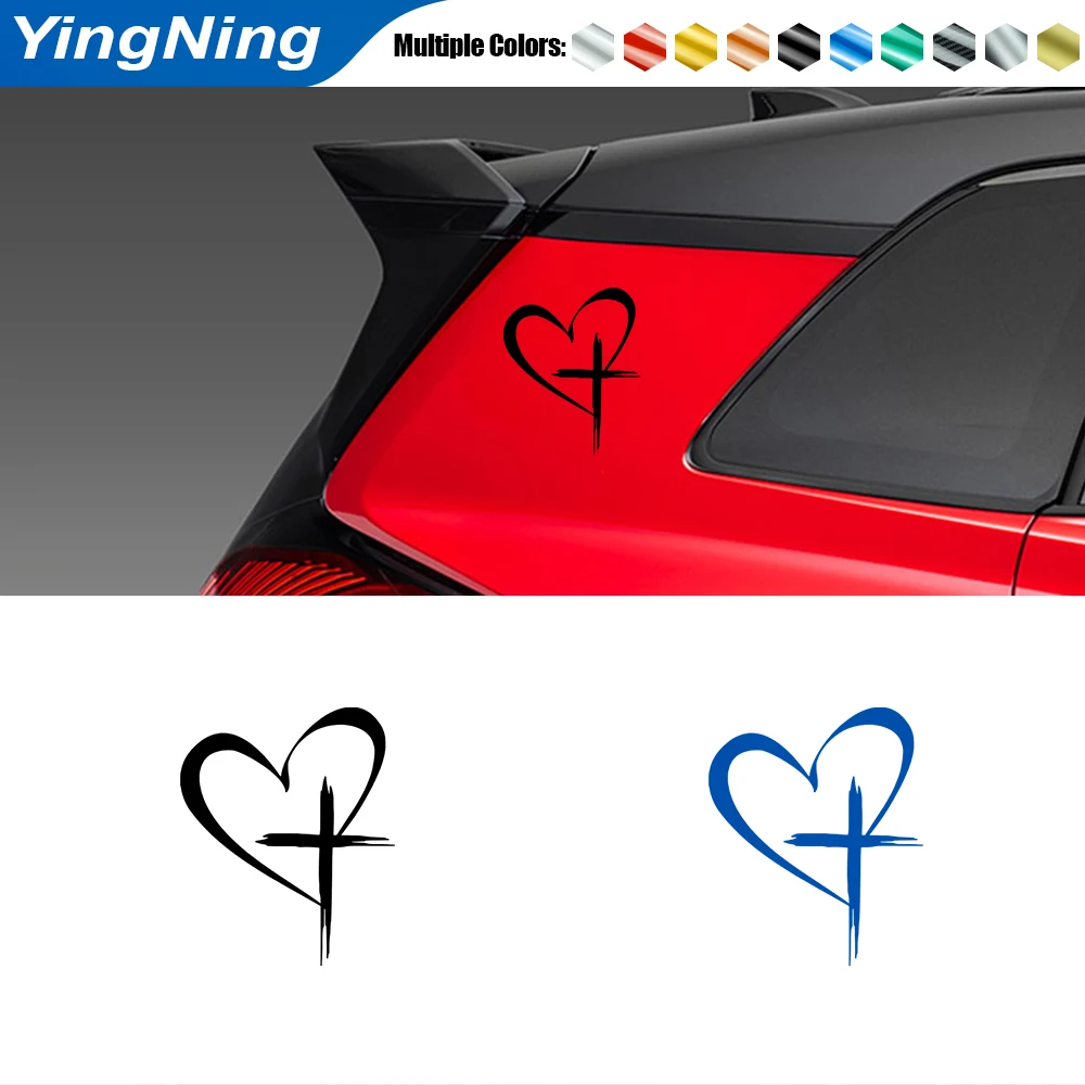 

Fashion Love Heart Cross Car Stickers Waterproof Auto Rear Window Body Bumper Trunk Vinyl Decals Interesting Vehicle Decoration
