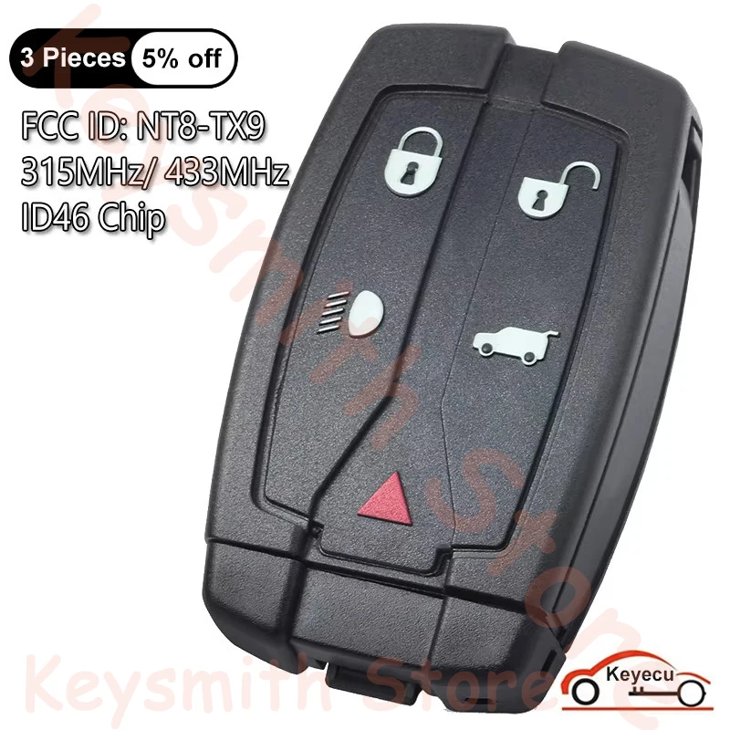 KEYECU 5 Buttons 315/433Mhz Replacement Remote Smart Car Key Fob For Land Rover Freelander 2 3 LR2 Sport Fit Range Rover