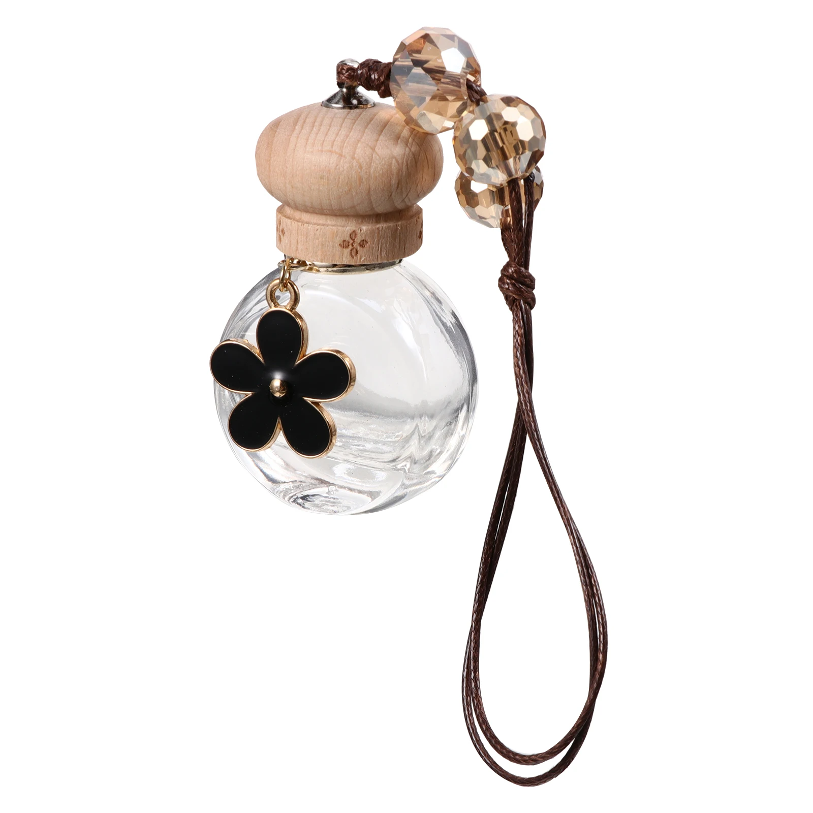 

Car Perfume Bottle 6ml Black Flower Design Air Freshener Hanging Glass Accessory Essential Oil Sub Car Pendant Vehicle Interior