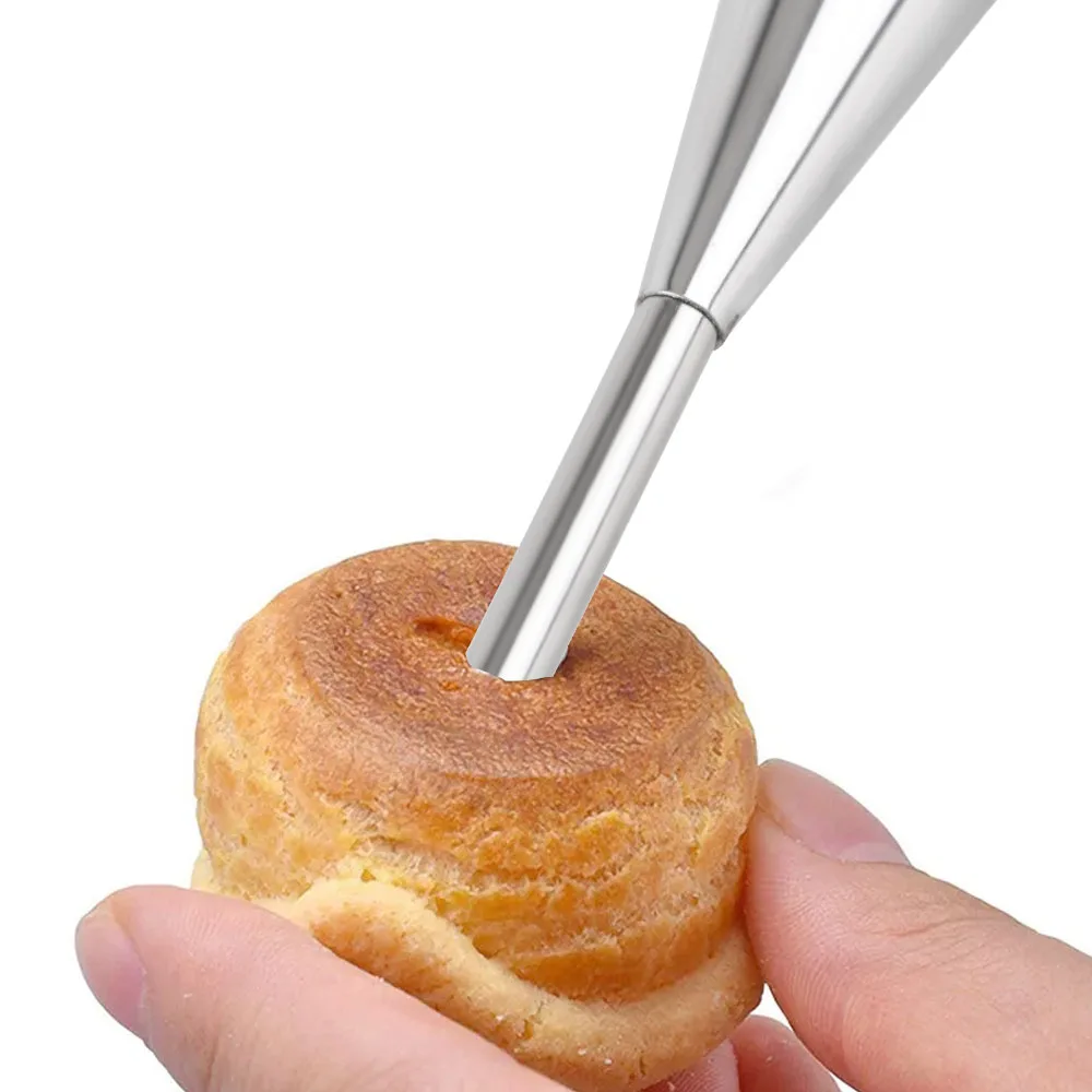 Puff Nozzle Tip 1PC Cream Icing Piping Nozzle Tip Cupcake Puffs Injection Russian Syringe Stainless Steel Pastry Decorating Tool