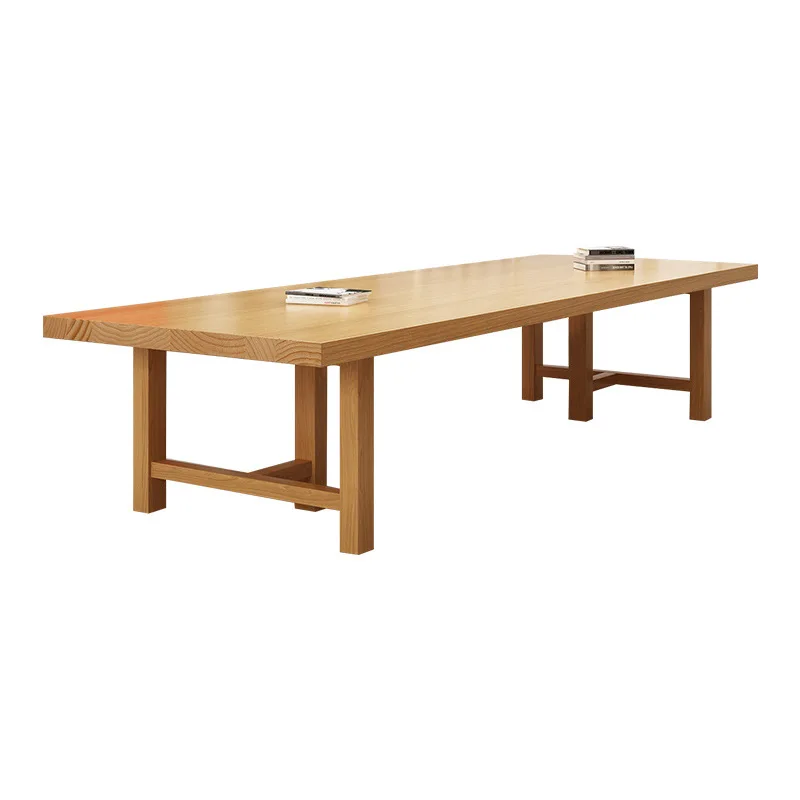 Simple modern all-solid wood conference table Library long table Large event display desk