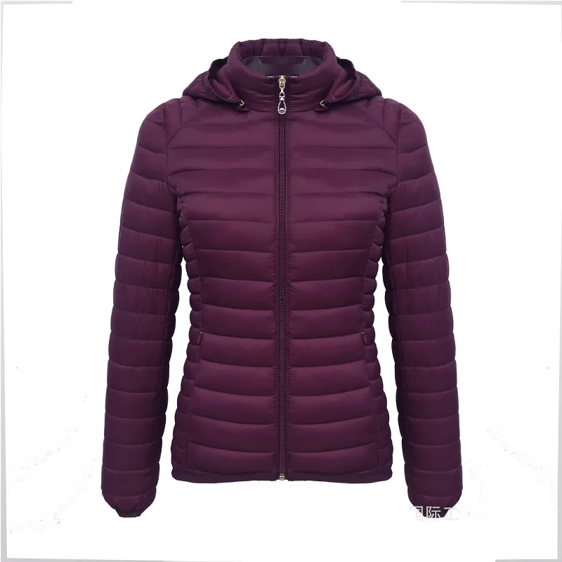 Pink Black Navy Blue Women Lightweight Detachable Hooded Zip Up Padded Coat 2024 Winter Outerwear Long Sleeve quilted jacket