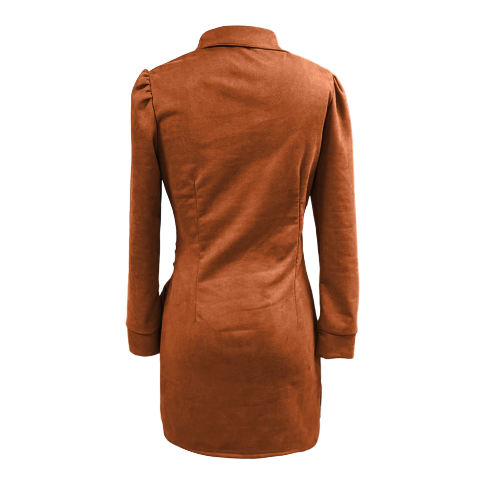 Damenkleider, Hemdkleid, olivfarbenes Wildleder, Wickelfransen, Puffärmel, asymmetrisch, lässig, Abend 2026, Outfit, trendiges, stilvolles Vestido