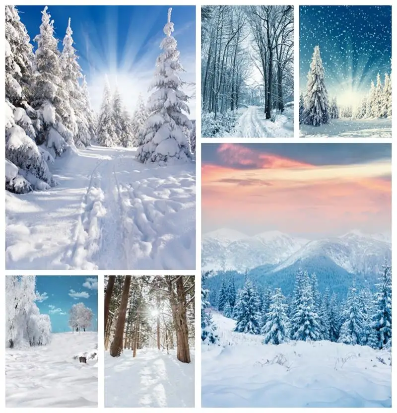 

Laeacco Winter Backdrops Snow Forest Pine Trees Sunshine Photography Backgrounds Christmas Party Photophone For Photo Studio