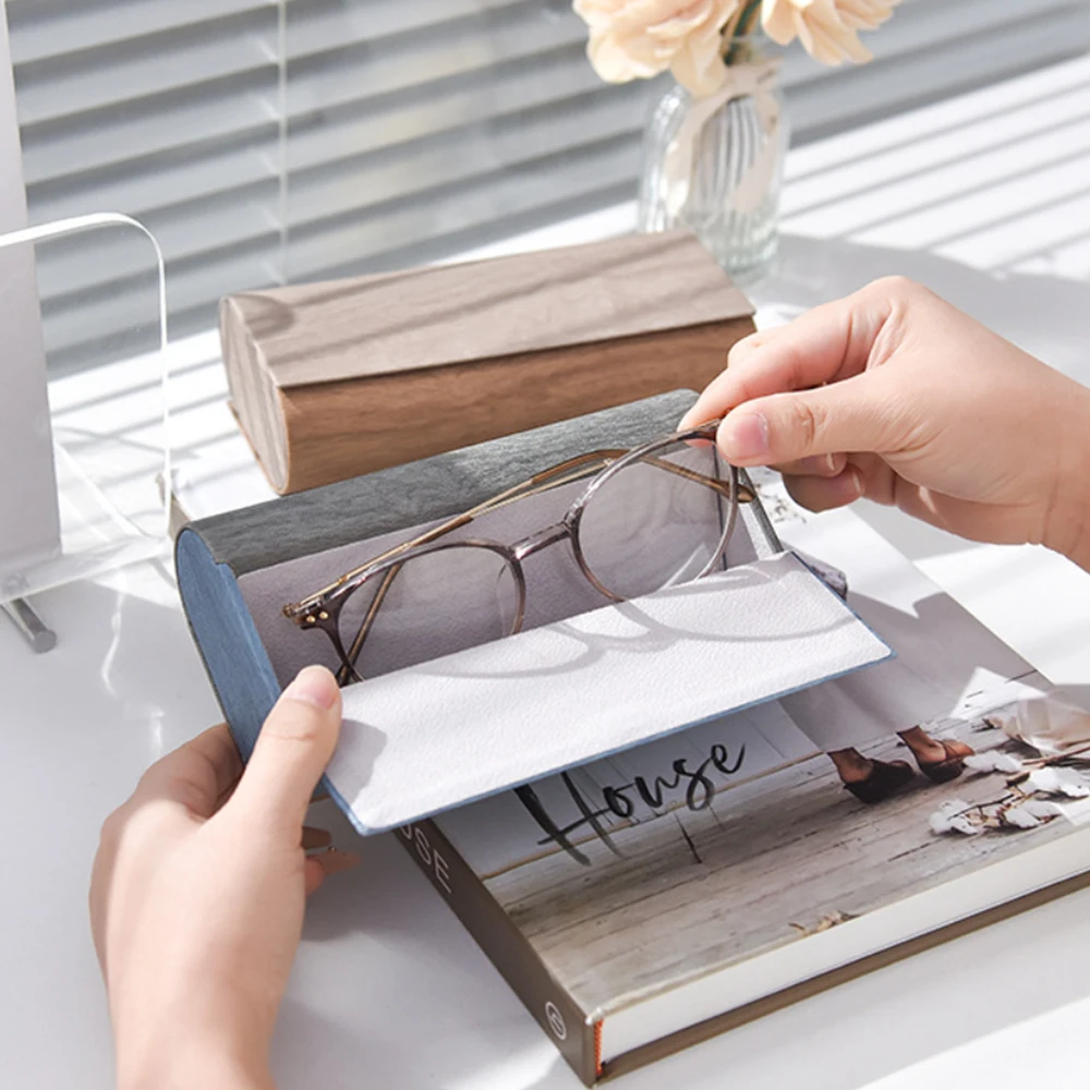 Double Layer Double Eyeglasses Case PU Leather Waterproof Eyeglasses Holder Scratch Resistant Large Capacity Glasses Case
