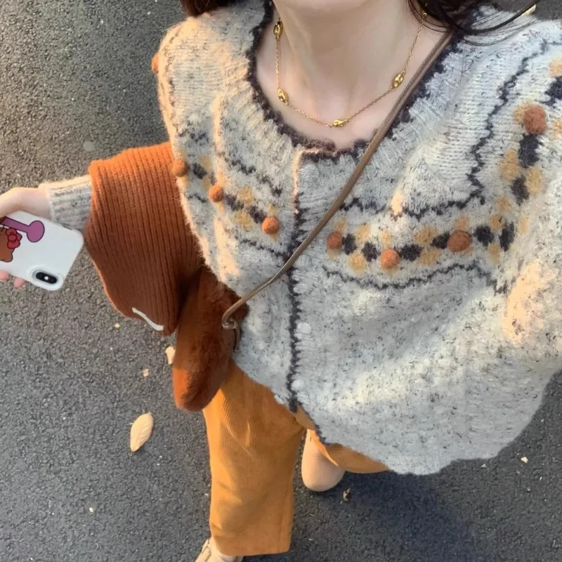 

Spring and Autumn New Fashion High-end Sweater Women's Niche Top Lazy Wind Soft Waxy Coat Gray Knitted Cardigan Outer Wear