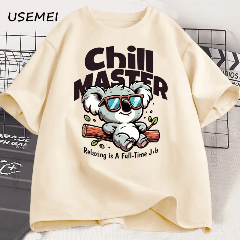 Chill Master Koala T Shirt Funny Koala Graphic Tee Animal Lover Gift Men Women Summer Casual Cotton Loose T-shirt Male Clothing