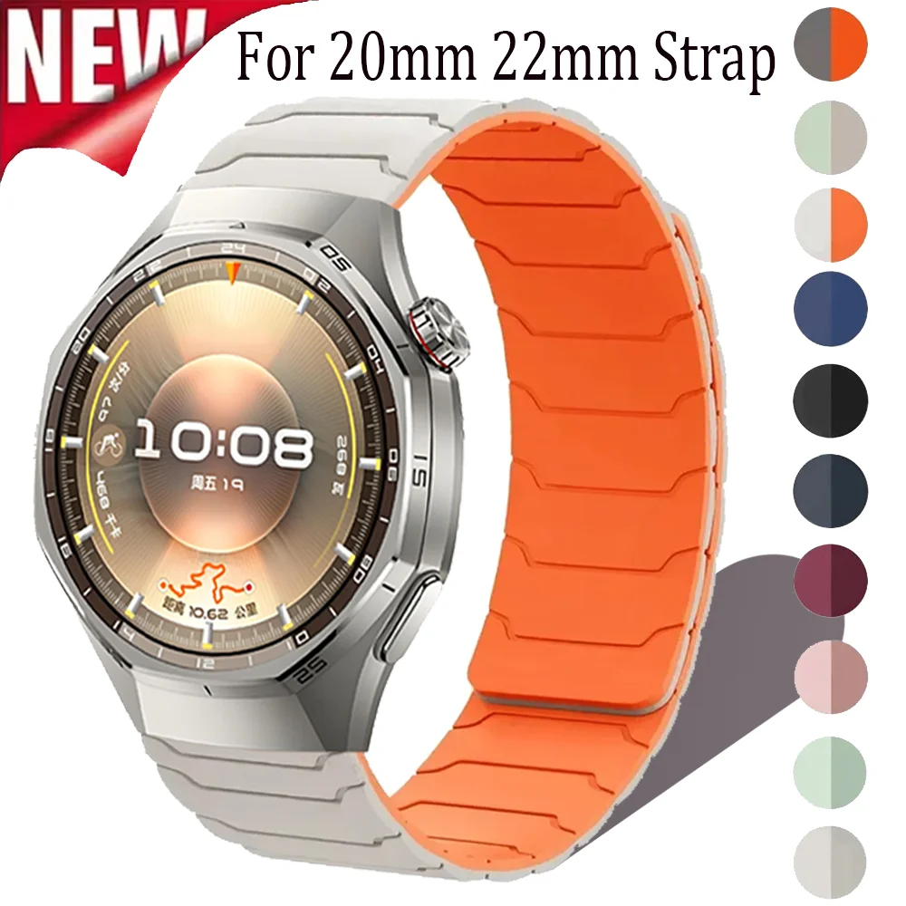 

Магнитный силиконовый ремешок 20 мм 22 мм для Huawei Watch 5 GT6-5-4-3 46 мм, спортивный браслет Garmin Active 6-5/Venu 4 45 мм, замена Correa