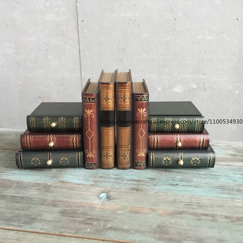 Retro Fake Book Ornaments Euro - Bookcase Wood Shelf recension och pris