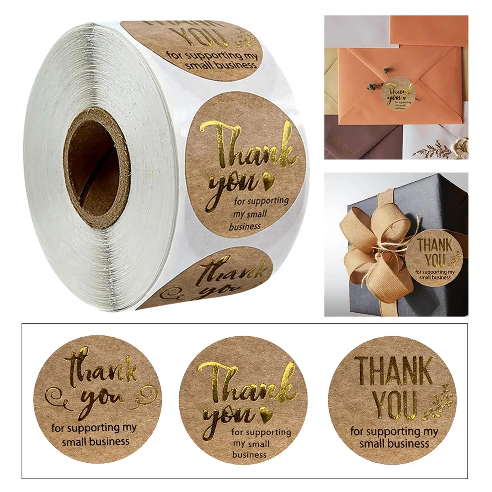 500 Pieces 1\'\' Handmade Thank You Packaging Sealing Stickers