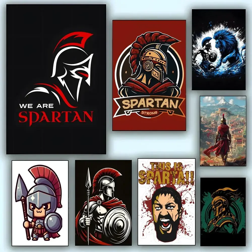 Cute cartoon Warriors brave Spartans Poster Modern Aesthetic Wall Art Print Minimalist Poster Bedroom Living Room Home Decor