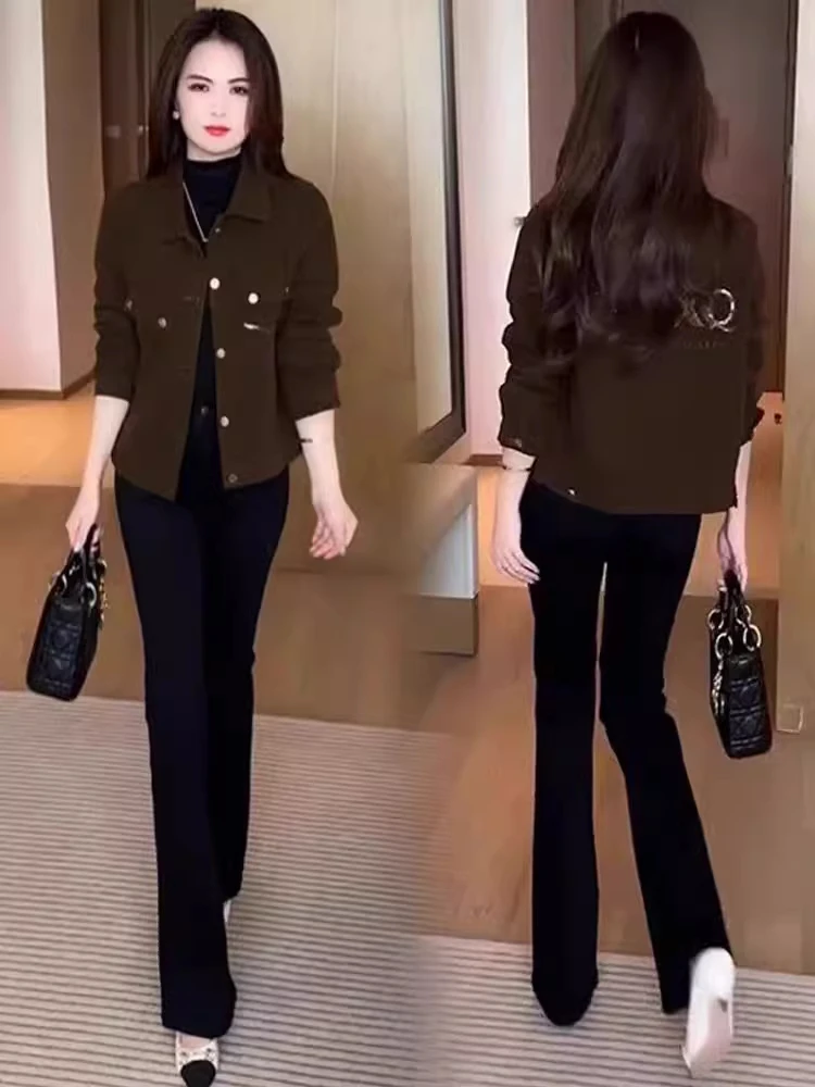 

Fashionable Short Women's Jacket Loose Casual Design Versatile Top Autumn New Style Warmth Comfortable Pure Color Collar