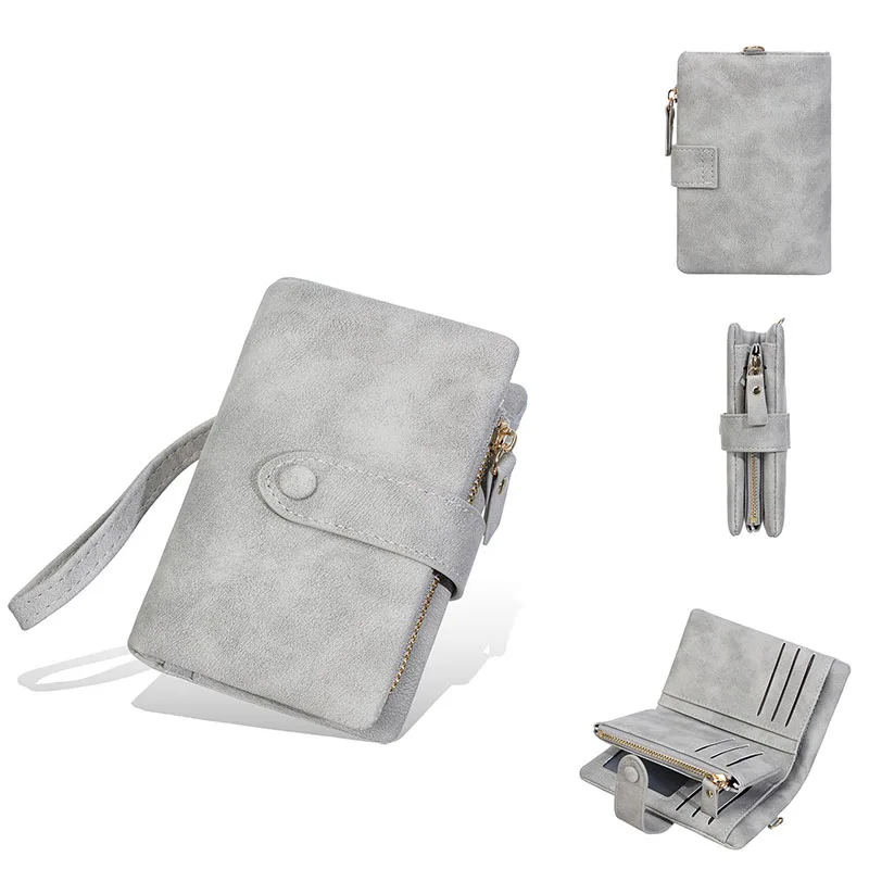 PU Leather Wallet for Women Purse Short Section Hasp Soft Card Holder with ID Window Zipper Coin Pocket Wallets