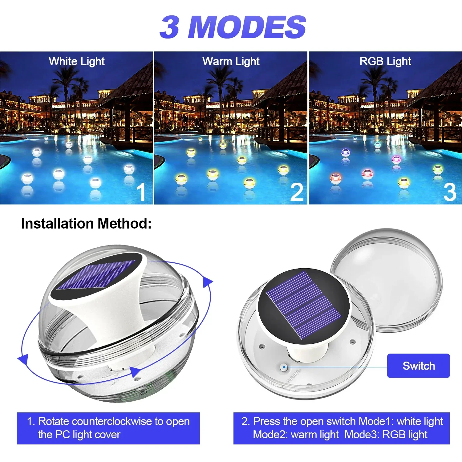 Luces flotantes solares para piscina al aire libre, luz LED nocturna impermeable IP65 que cambia de Color RGB, decoración de acuario para estanque de jardín, bañera de hidromasaje