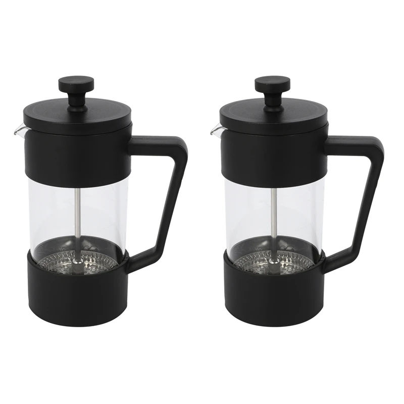 

LUDA 2X French Press Coffee & Tea Maker 12Oz, Thickened Borosilicate Glass Coffee Press Rust-Free And Dishwasher Safe,Black