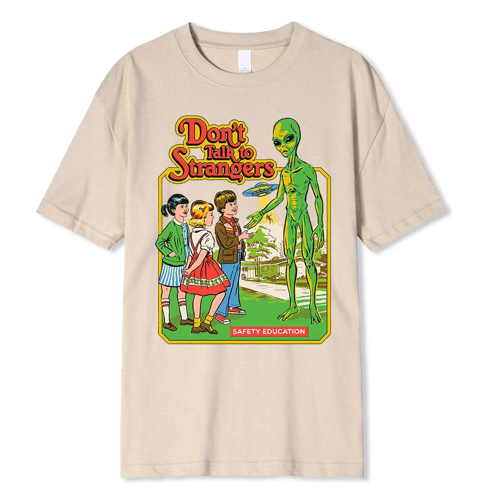 

Horror Comic Series Don'T Talk To Strangers Safety Education Men T Shirts Fashion Cotton Shirt Loose T-Shirt Summer Soft Tshirt