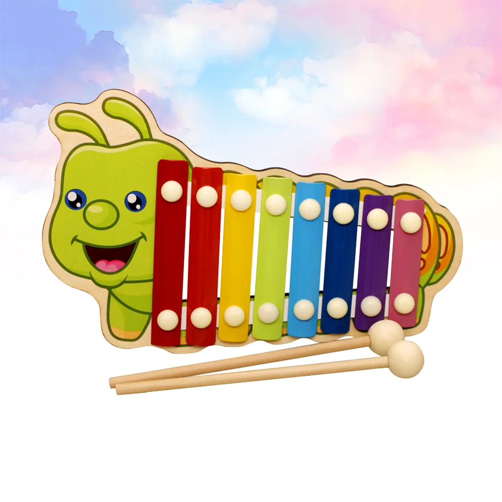 

1 Box of Cartoon Serinette Toy Wooden Hand Knock Piano Xylophone Toy for Kids Children Toddlers (Caterpillar)