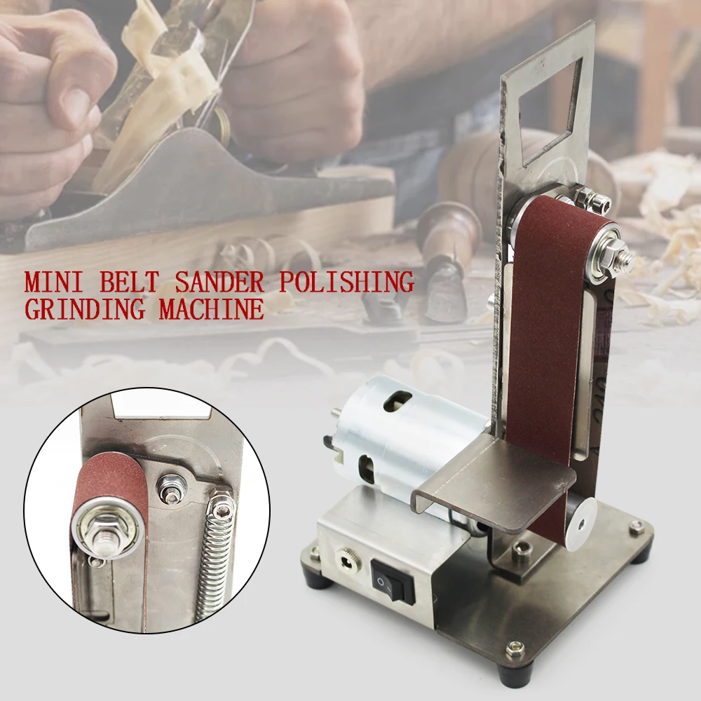 Mini electric belt machine DIY polishing machine grinding machine fixed angle sharpening machine blade desktop vertical 795 moto