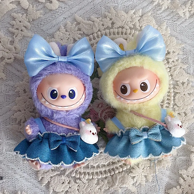 Gonna di garza tinta unita per Labubu4.0 The Monsters Pin For Love Series Mini vestiti per bambole Fashion Design per 10 cm Ropa Labubu