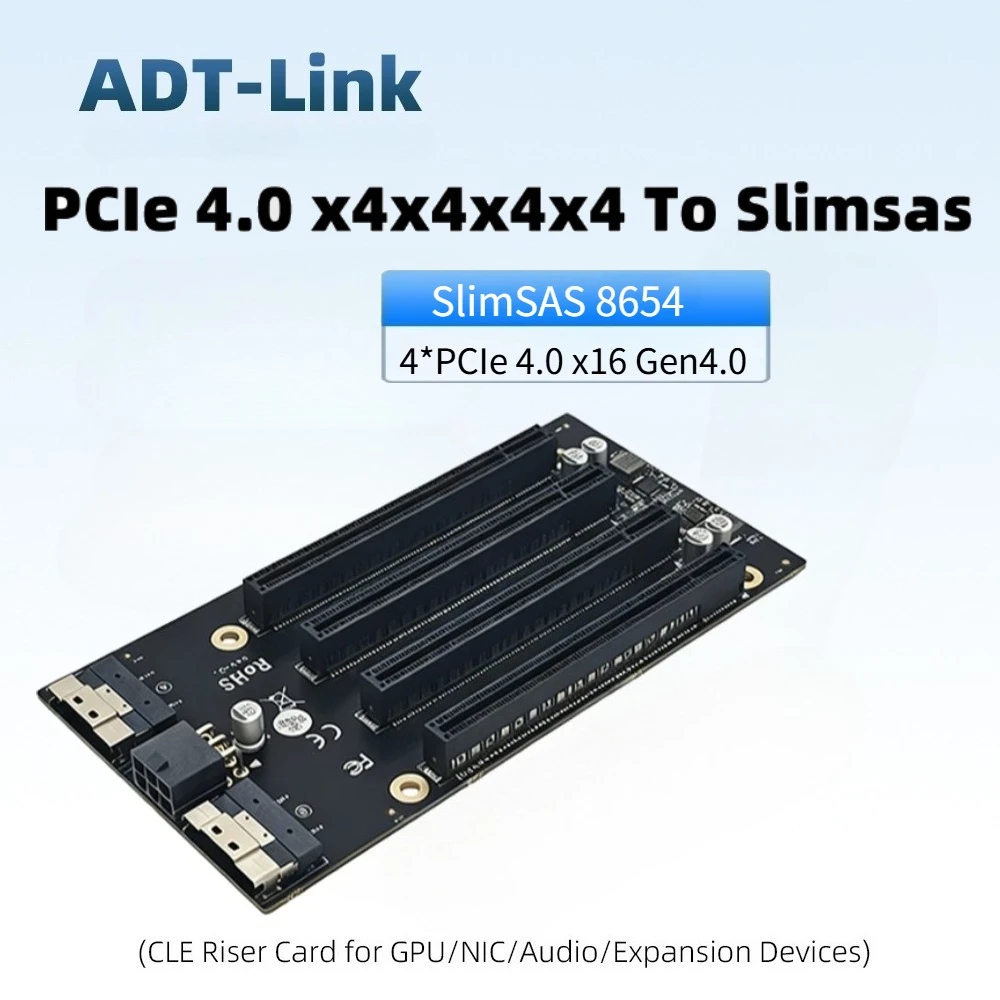 PCIe 4.0 X4x4x4x4 zu SlimSAS SFF-8654 8i zu 4-Slot PCIe 4.0 X16 Split-Backplane SFF-8654 SlimSAS 8i für X99 GPU NVMe SSD Server